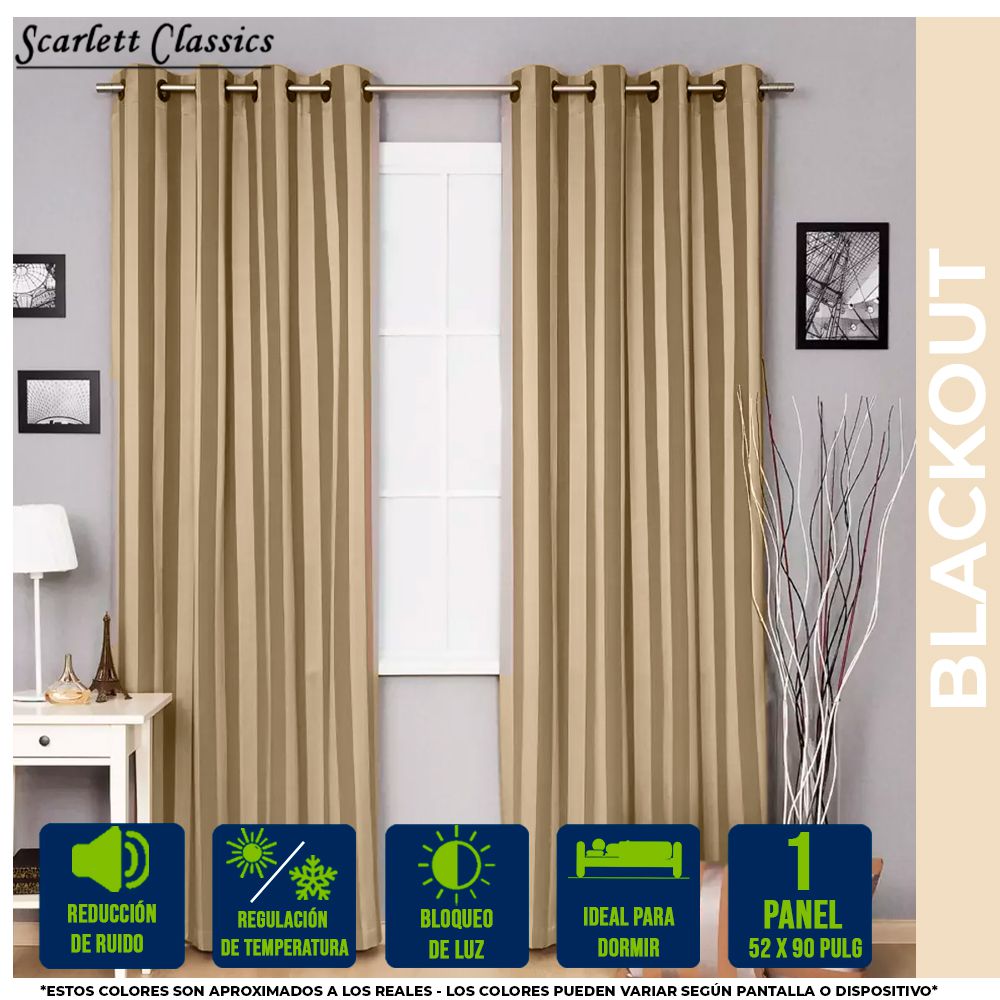 CORTINA P/SALA BLACKOUT AMANDA 52 X 90 PULG IVORY SCR-8023