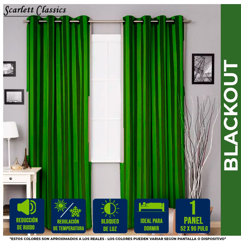 CORTINA PARA SALA BLACKOUT AMANDA 52 X 90 PULG VERDE ESMERALDA SCR-8066