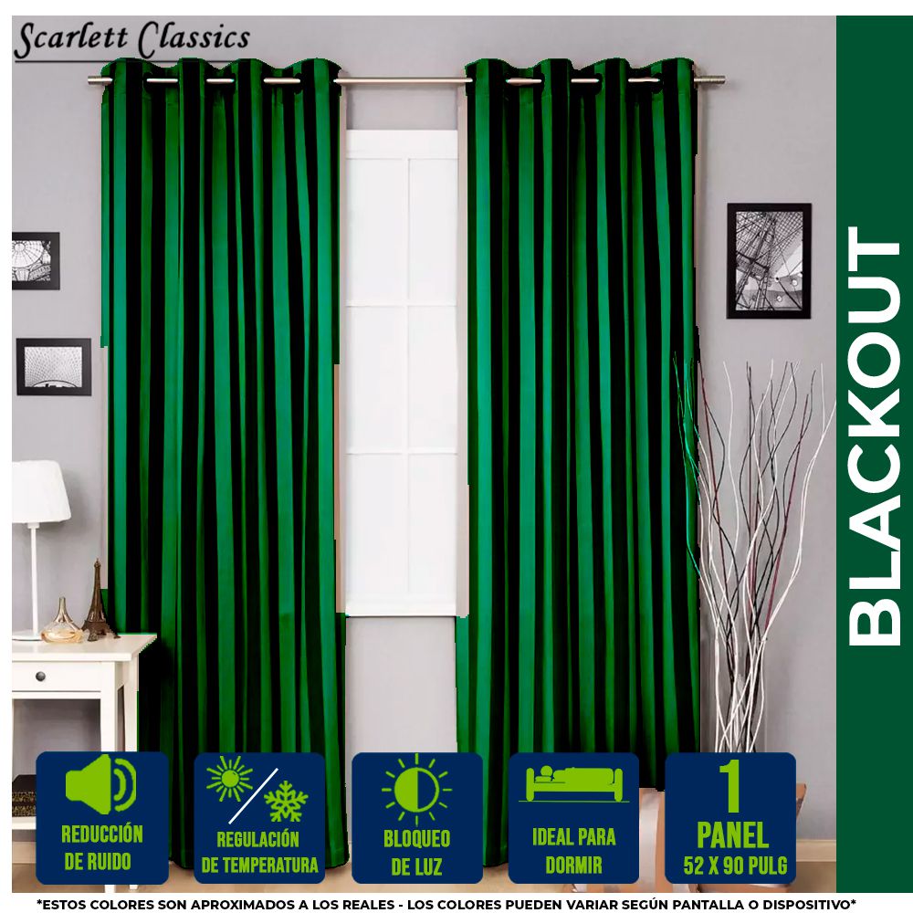 CORTINA PARA SALA BLACKOUT AMANDA 52 X 90 PULG VERDE OLIVA SCR-8067