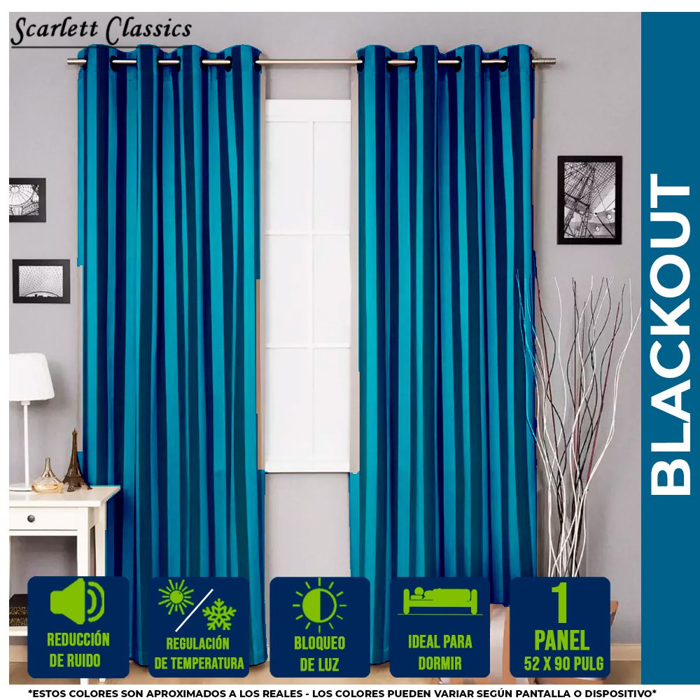CORTINA PARA SALA BLACKOUT AMANDA 52 X 90 PULG AZUL PETROLEO SCR-8068