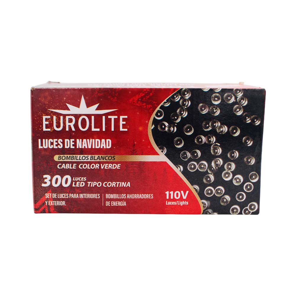 GUIA NAVIDEÑA 300 LED BLANCA CBL VERDE LD-300BLA