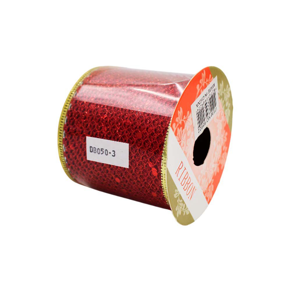 CINTA DECORATIVA NAVIDEÑA 8X7CM MALLA CON LENTEJUELA 98922