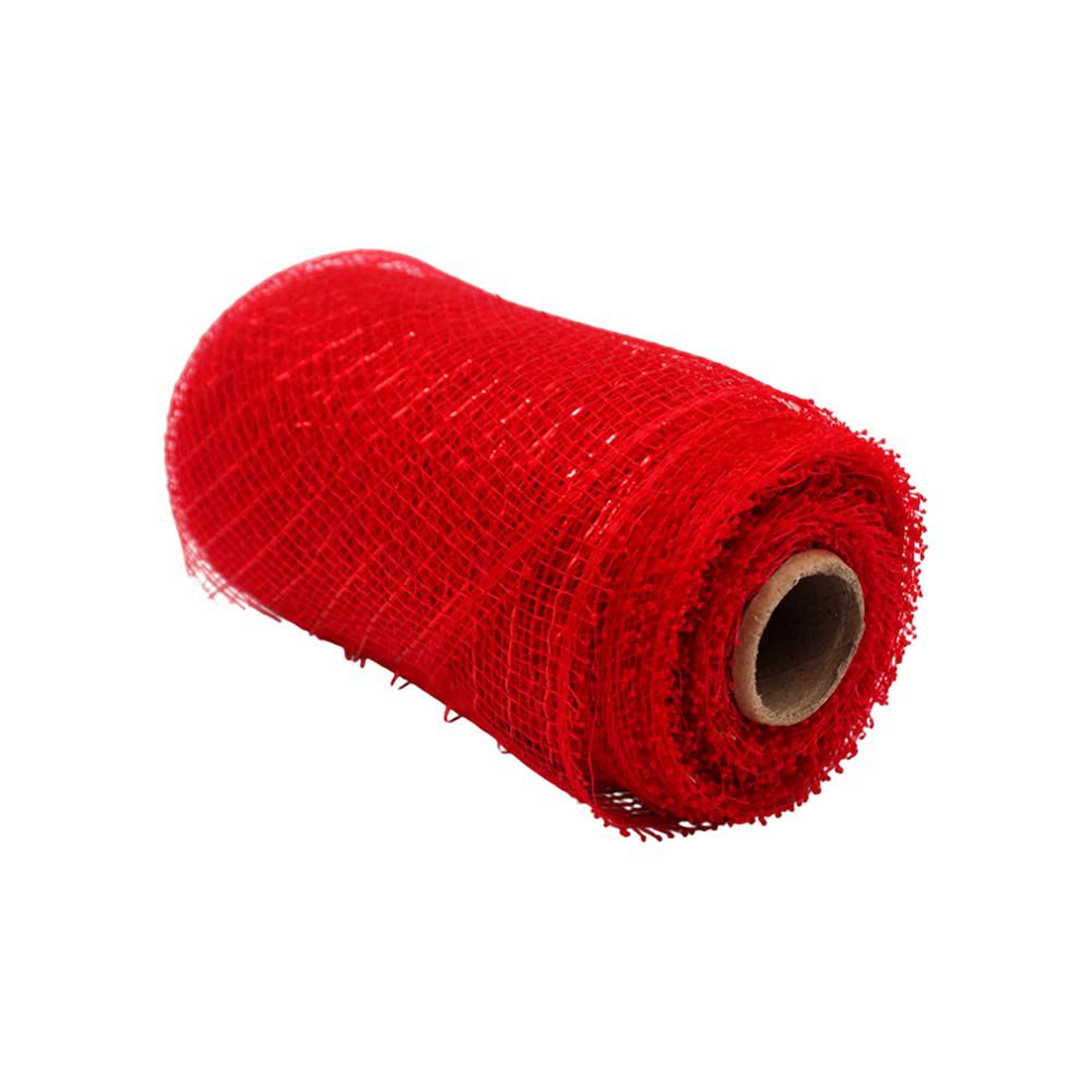 CINTA DECORATIVA NAVIDEÑA ROJA 15CM X 10YDAS MALLA REF-S-04
