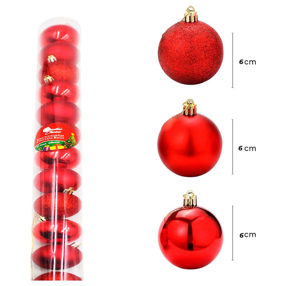 BOLAS NAVIDEÑAS ROJAS 60MM SET 12PCS XMB-411