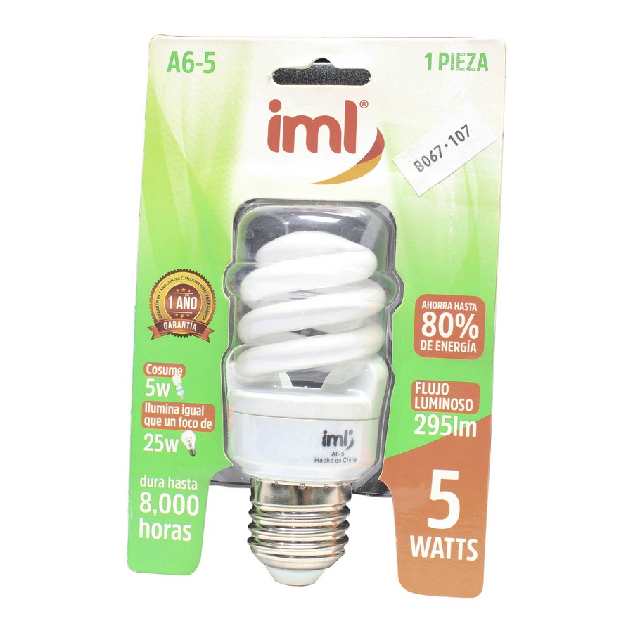 BOMBILLO AHORR. 5W MINI ESPIRAL. IML A6-5 (NC)