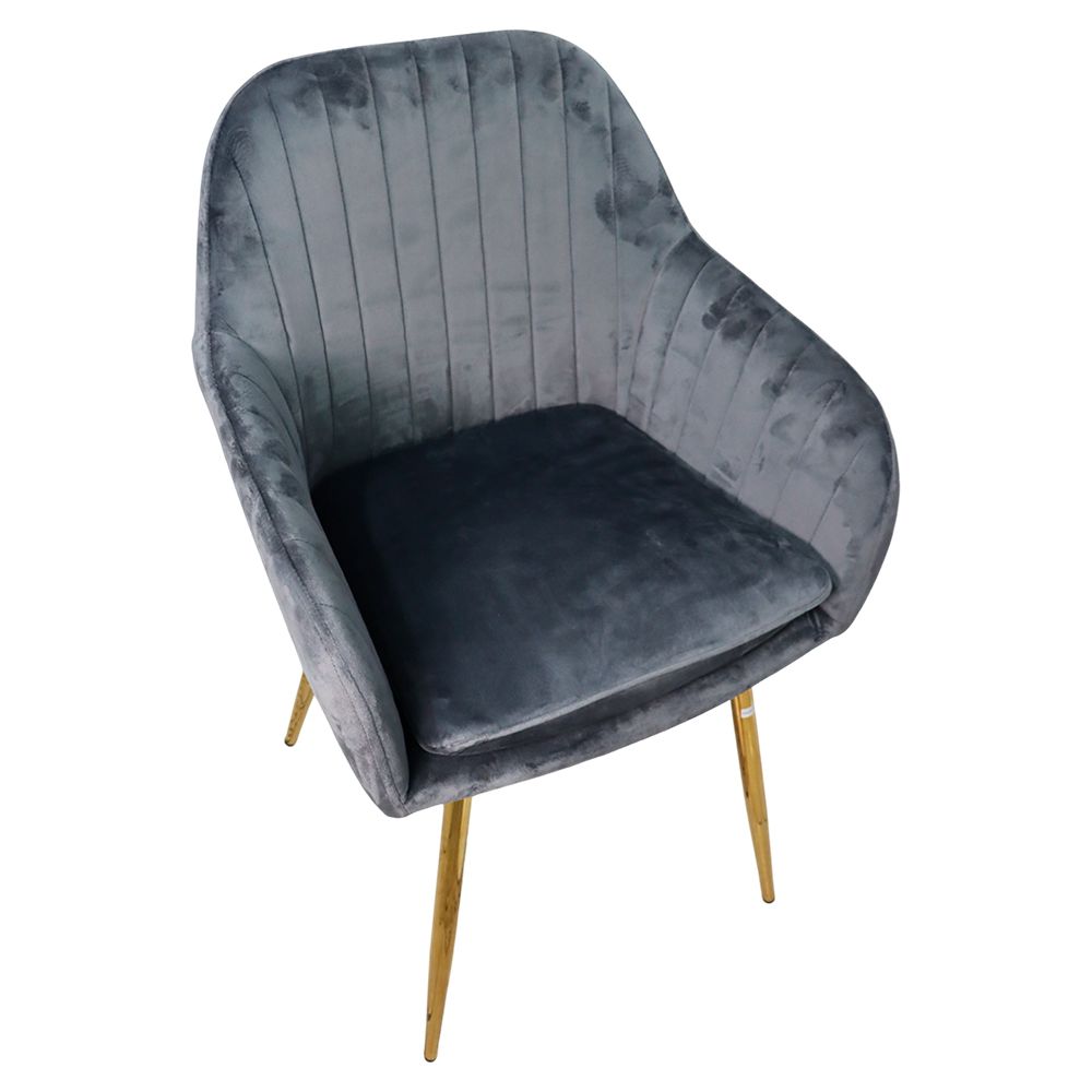 SILLA PARA SALA TERCIOPELO GRIS OSCURO CON RESPALDO Y REPOSABRAZOS CH-893-DRKGRY