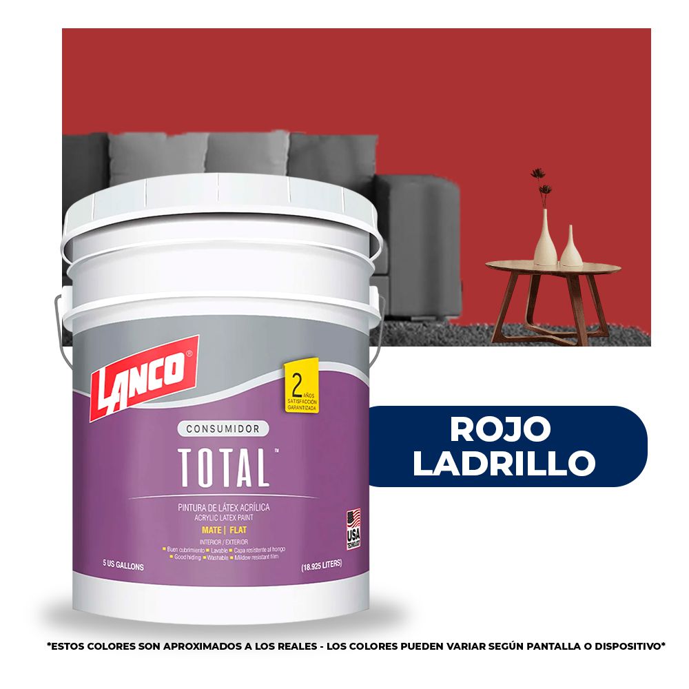 PINTURA TOTAL ACRILICA LATEX ROJO LADRILLO CUBETA TL2792