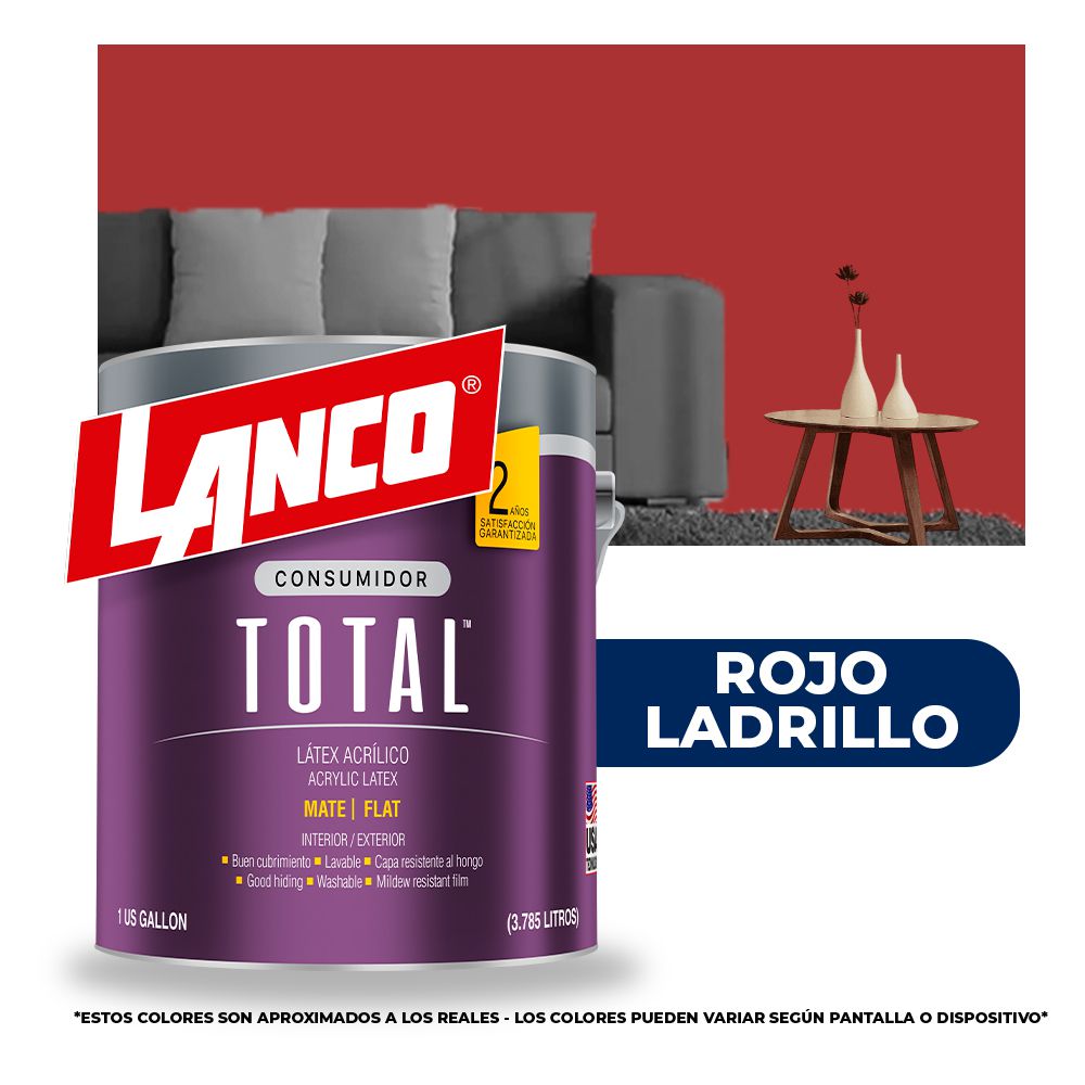 PINTURA TOTAL ACRILICA LATEX ROJO LADRILLO GLN TL2792