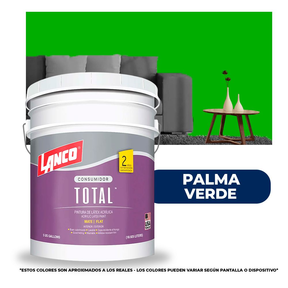 PINTURA TOTAL ACRILICA LATEX PALMA VERDE CUBETA TL3469