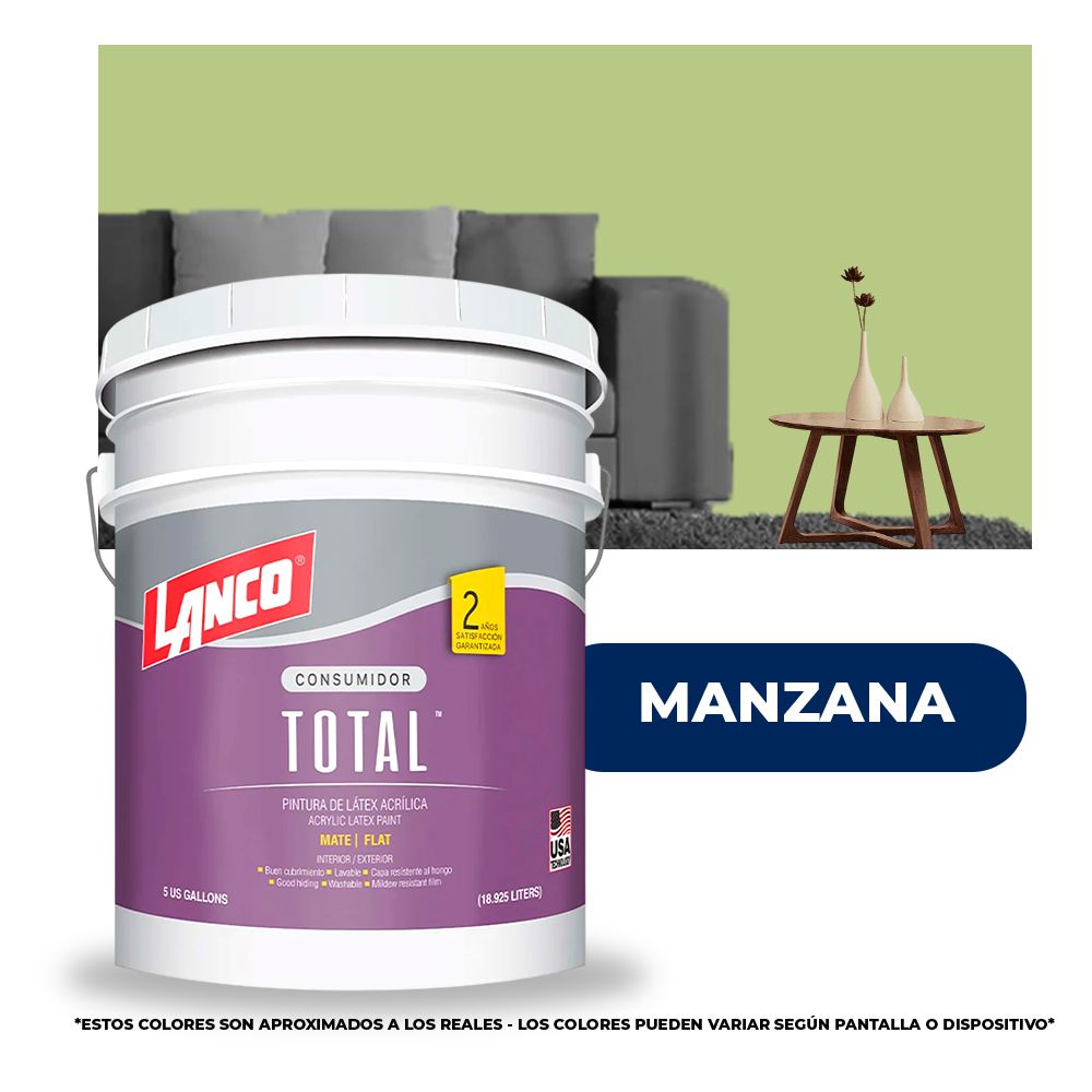 PINTURA TOTAL ACRILICA LATEX MANZANA CUBETA TL3477
