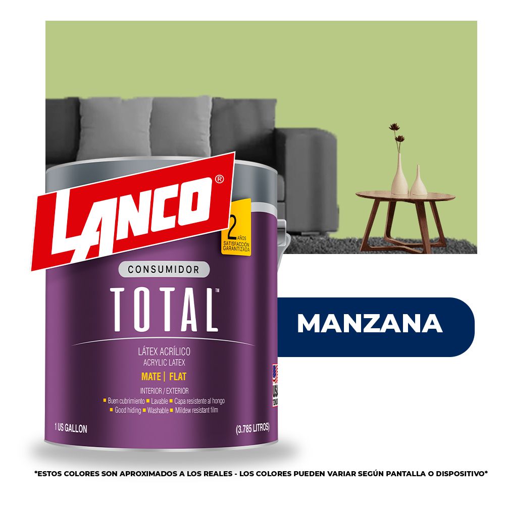 PINTURA TOTAL ACRILICA LATEX MANZANA GLN TL3477