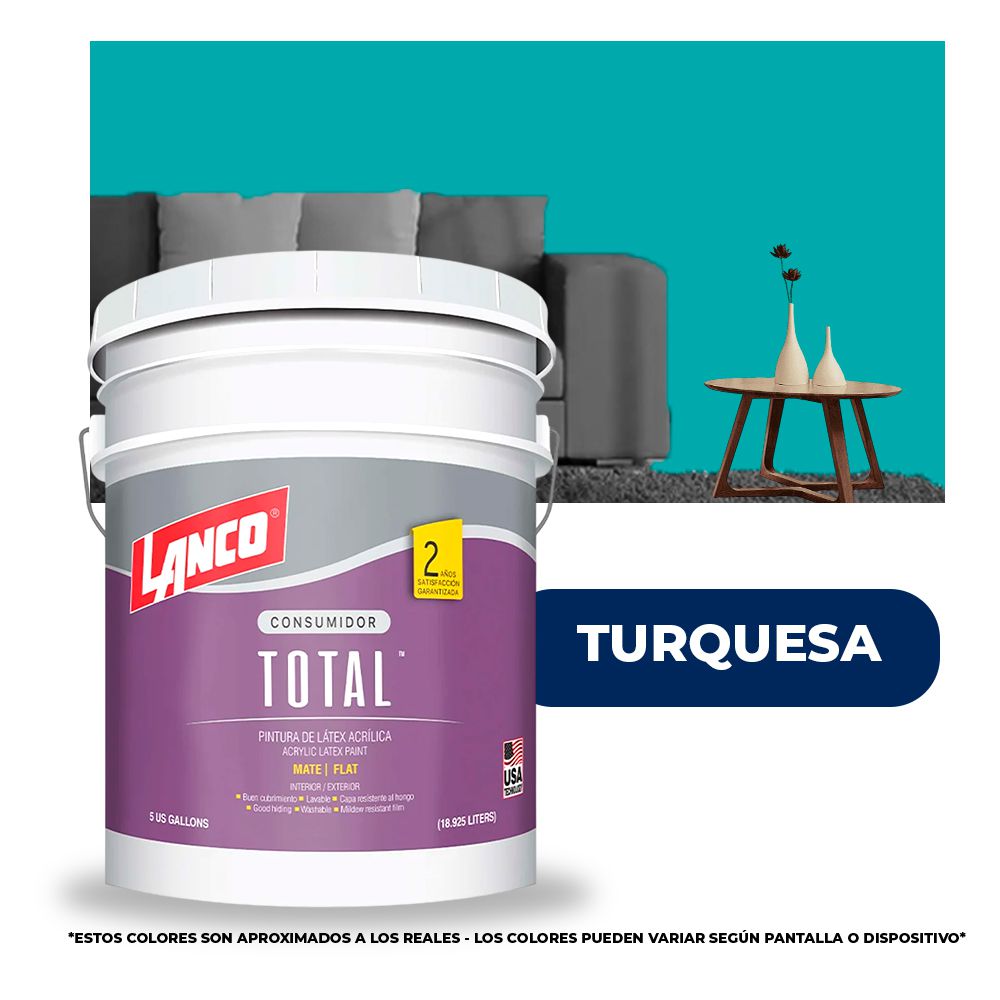PINTURA TOTAL ACRILICA LATEX TURQUESA CUBETA TL3475