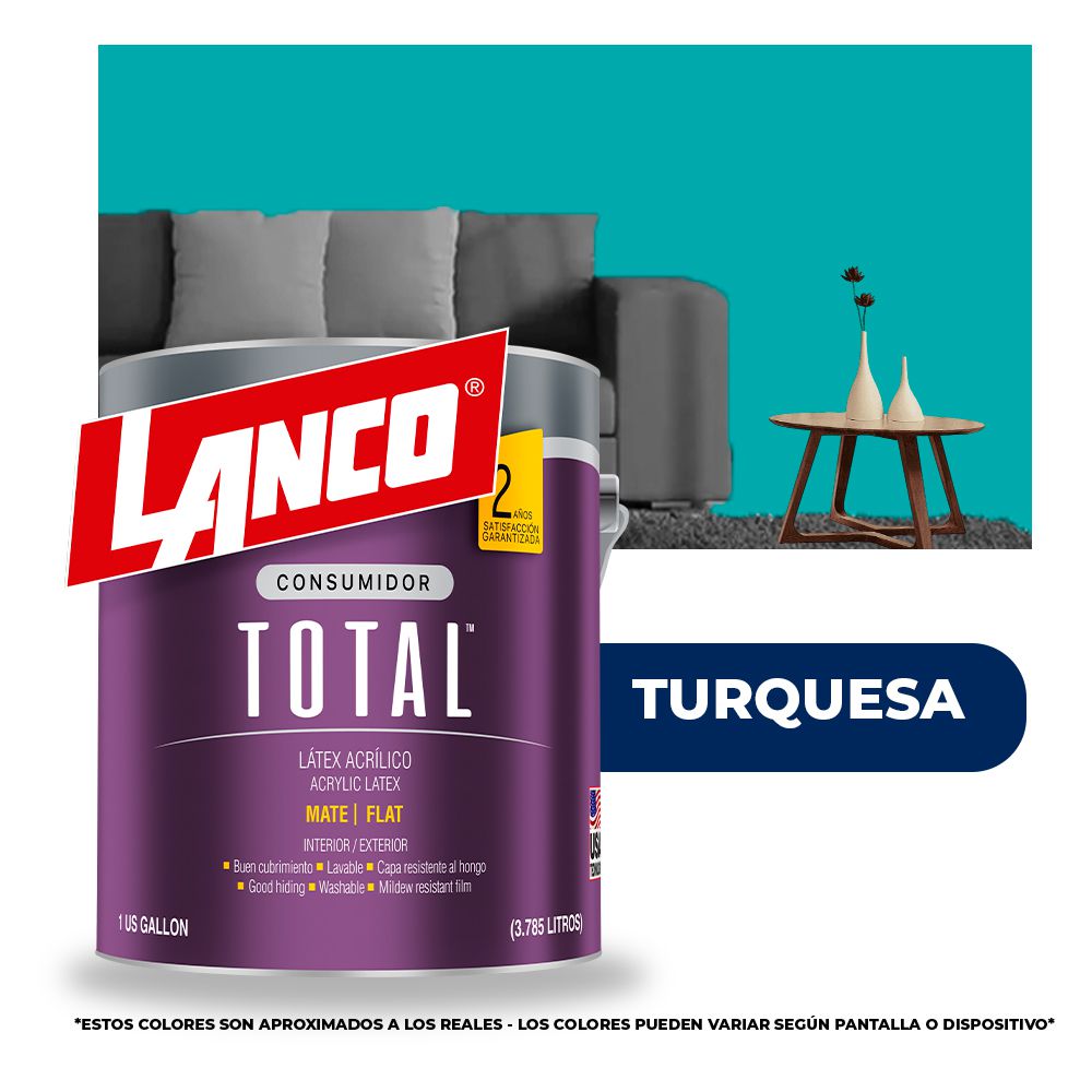 PINTURA TOTAL ACRILICA LATEX TURQUESA GLN TL3475