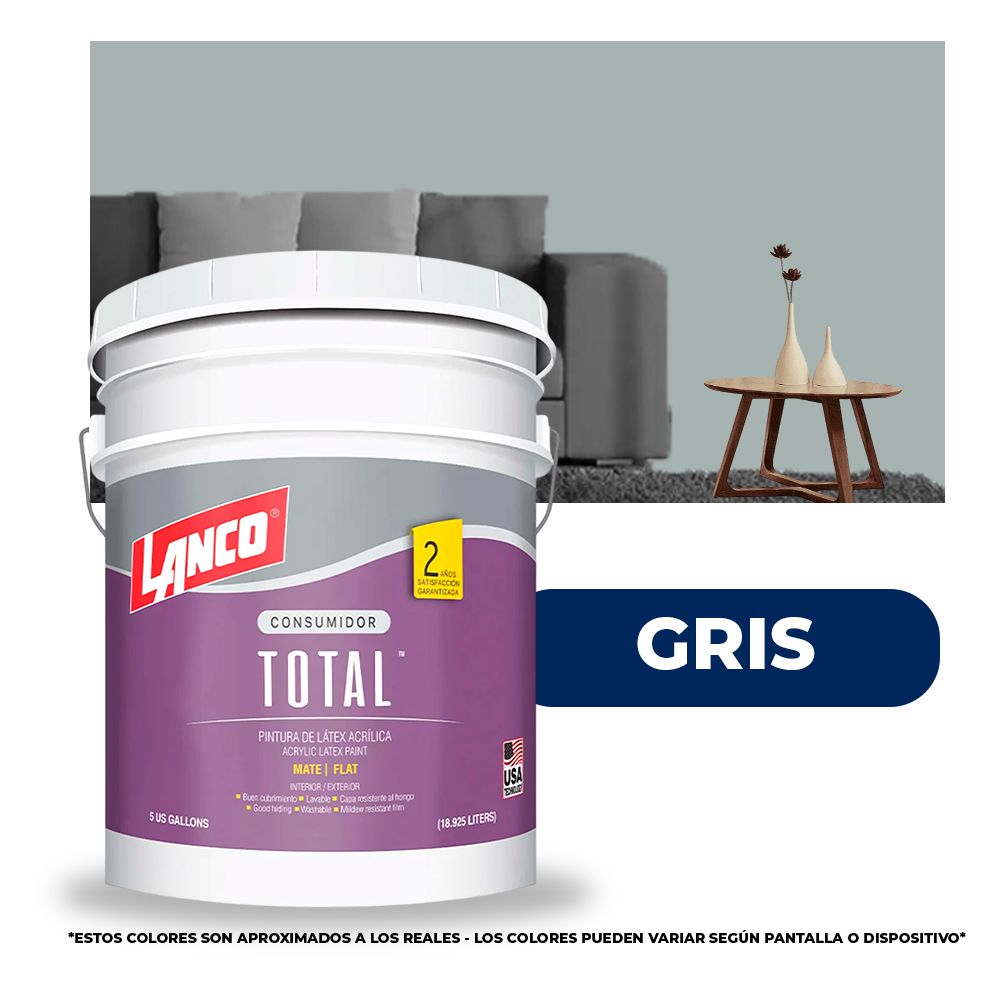 PINTURA TOTAL ACRILICA LATEX GRIS CUBETA TL3468