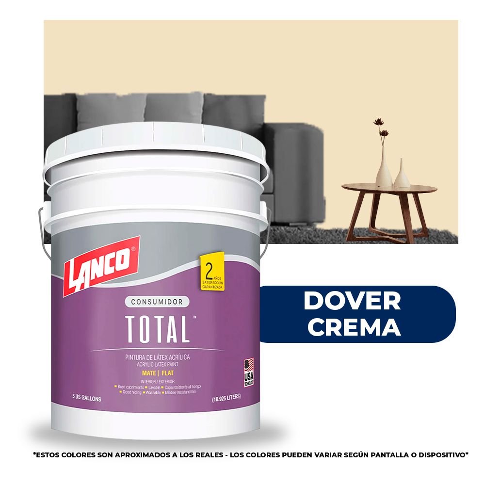 PINTURA TOTAL ACRILICA LATEX DOVER CREMA CUBETA TL2790