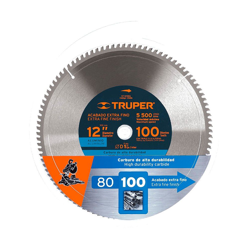 DISCO PARA SIERRA CIRCULAR TRUPER 12 X 1 X 100 D ALUMINIO (12686)