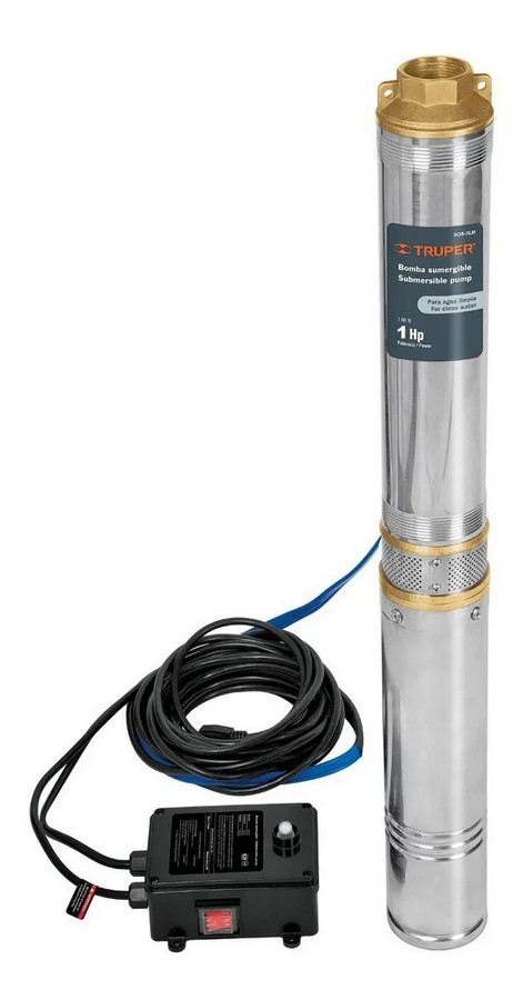 BOMBA PARA AGUA SUMERG. CON CAJA CONTROL 1HP 110V-12A 42GPM. TRUPER 12625/16935