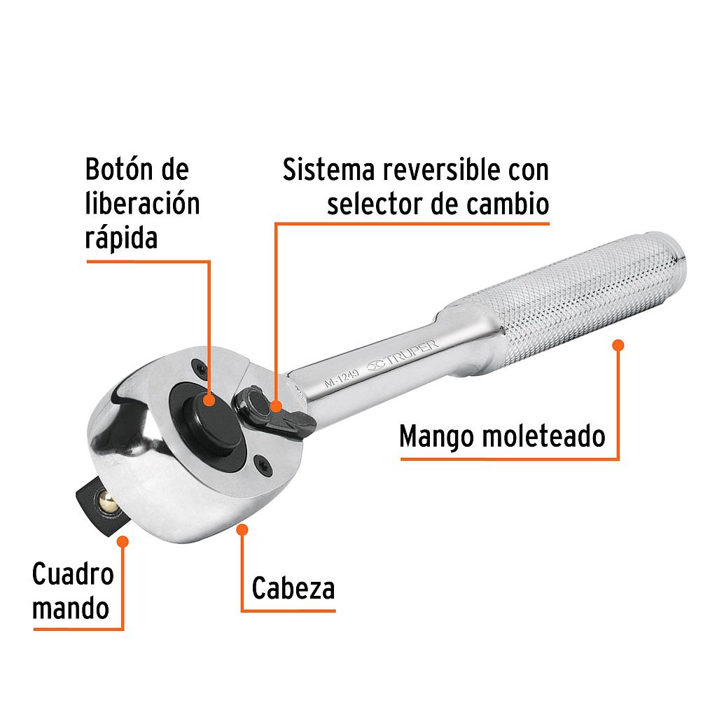 LLAVE RATCHET ACERO HEAVY DUTY 1/2 X 9 PULG. TRUPER 13410