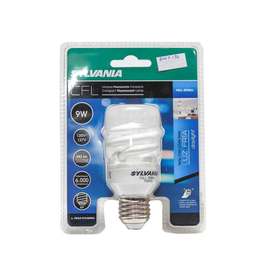 FOCO AHORRADOR 9W 120V E27 65K SYLVANIA (DESC) (NC)