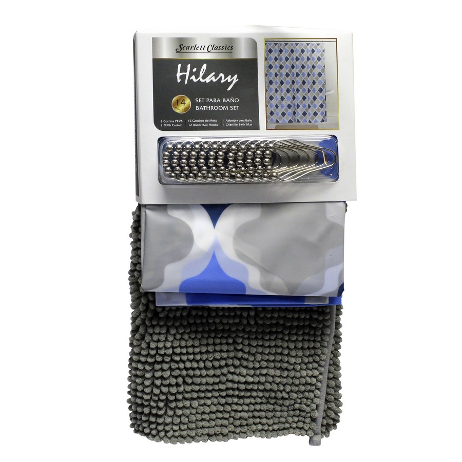 CORTINA P/BAÑO C/ALFOMBRA 14 PCS TAUPE BA-812 (DESC)