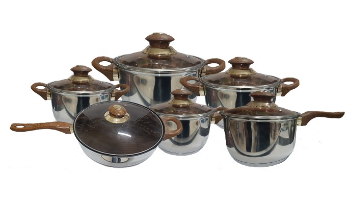 BATERIA COCINA METAL 12 PZS LB300T-BROWN/SILVER