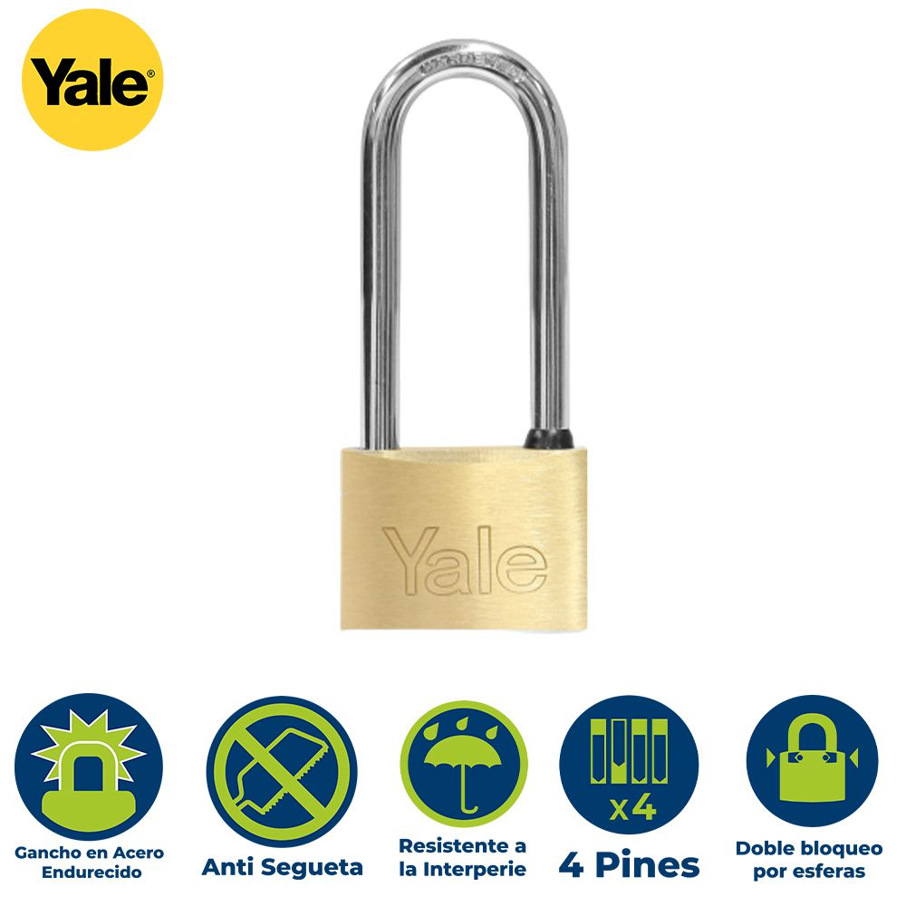 CANDADO LATON MANGO LARGO 30MM YALE 113-30