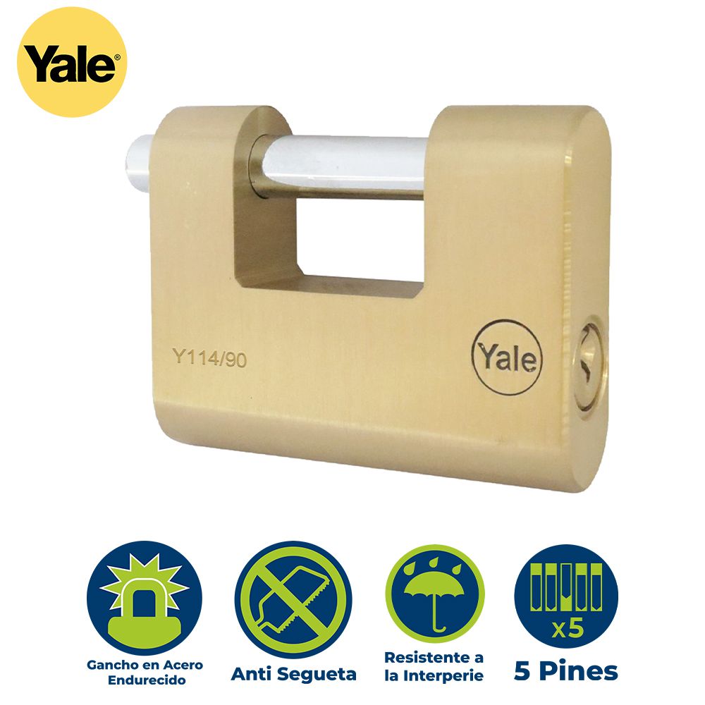 CANDADO RECTANGULAR 90MM YALE 114-90