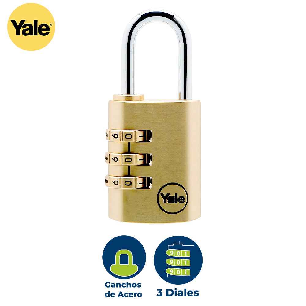 CANDADO COMBINACION LATONADO 22MM YALE 150-22 8409