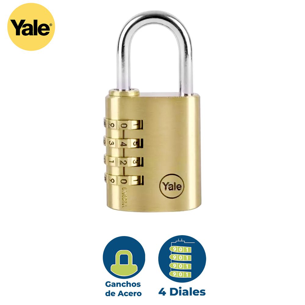 CANDADO COMBINACION LATONADO 40MM YALE 150-40 8502
