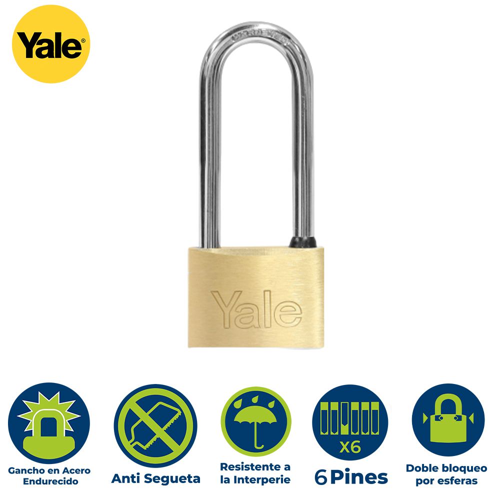 CANDADO LATON MANGO LARGO 50MM YALE 113-50