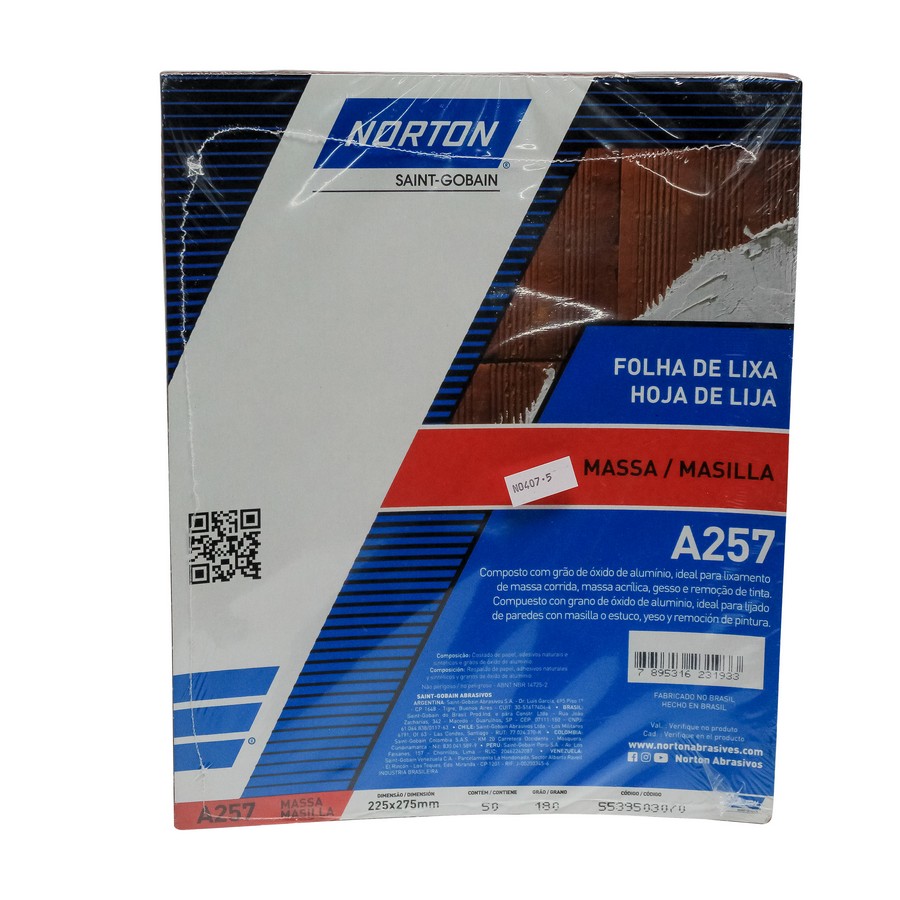 LIJA P/MADERA NORTON A-257 Nº 180