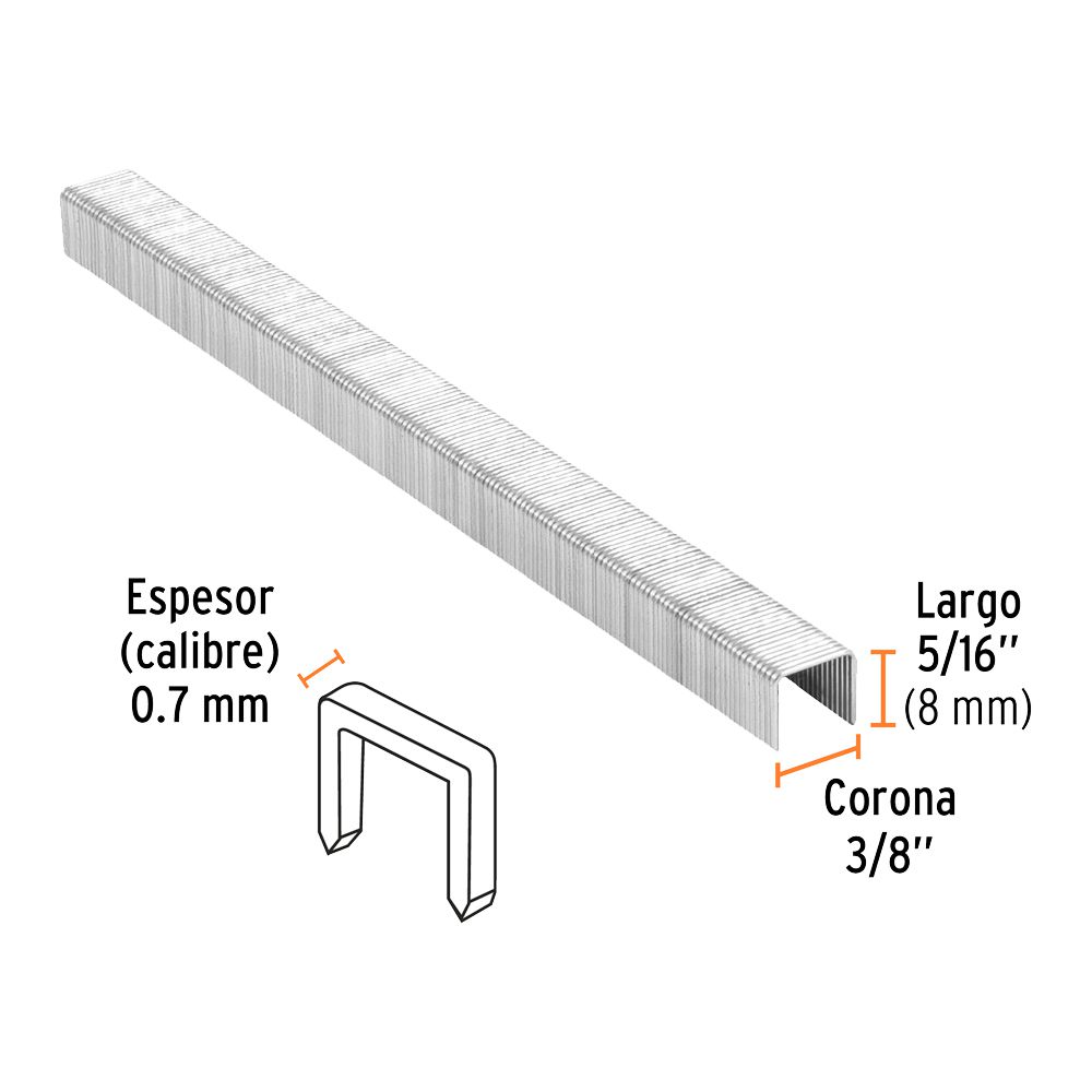 GRAPA PARA ENGRAP. NEUMAT. CALIBRE 22 5/16 PULG. (5000 PCS) TRUPER 18283