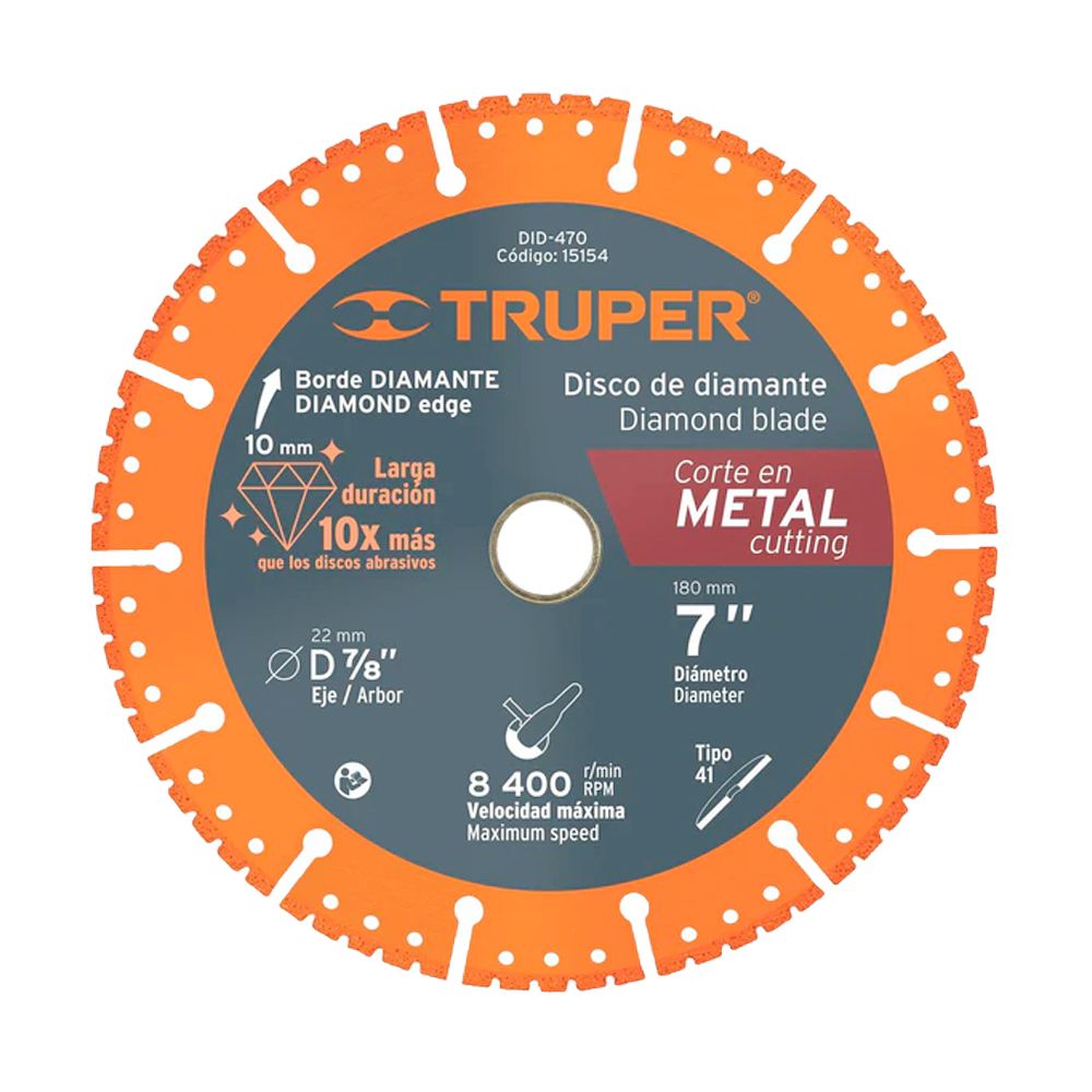 DISCO DIAMANTADO 10X PARA METAL 7 PLG. X 2.8MM TRUPER 15154