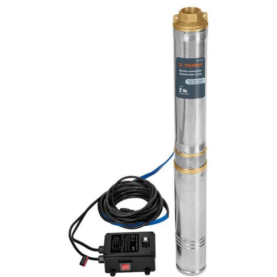 BOMBA PARA AGUA SUMERG. CON CAJA CONTROL 2HP 110V-20A 42GPM. TRUPER 12627/16940