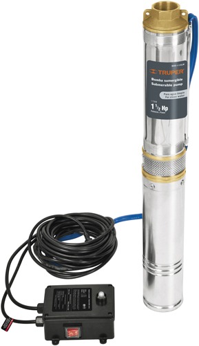BOMBA P/AGUA SUMERG. C/CAJA CONTROL 1.5HP 110V-15.5A 42GPM. TRUPER 12626/16938