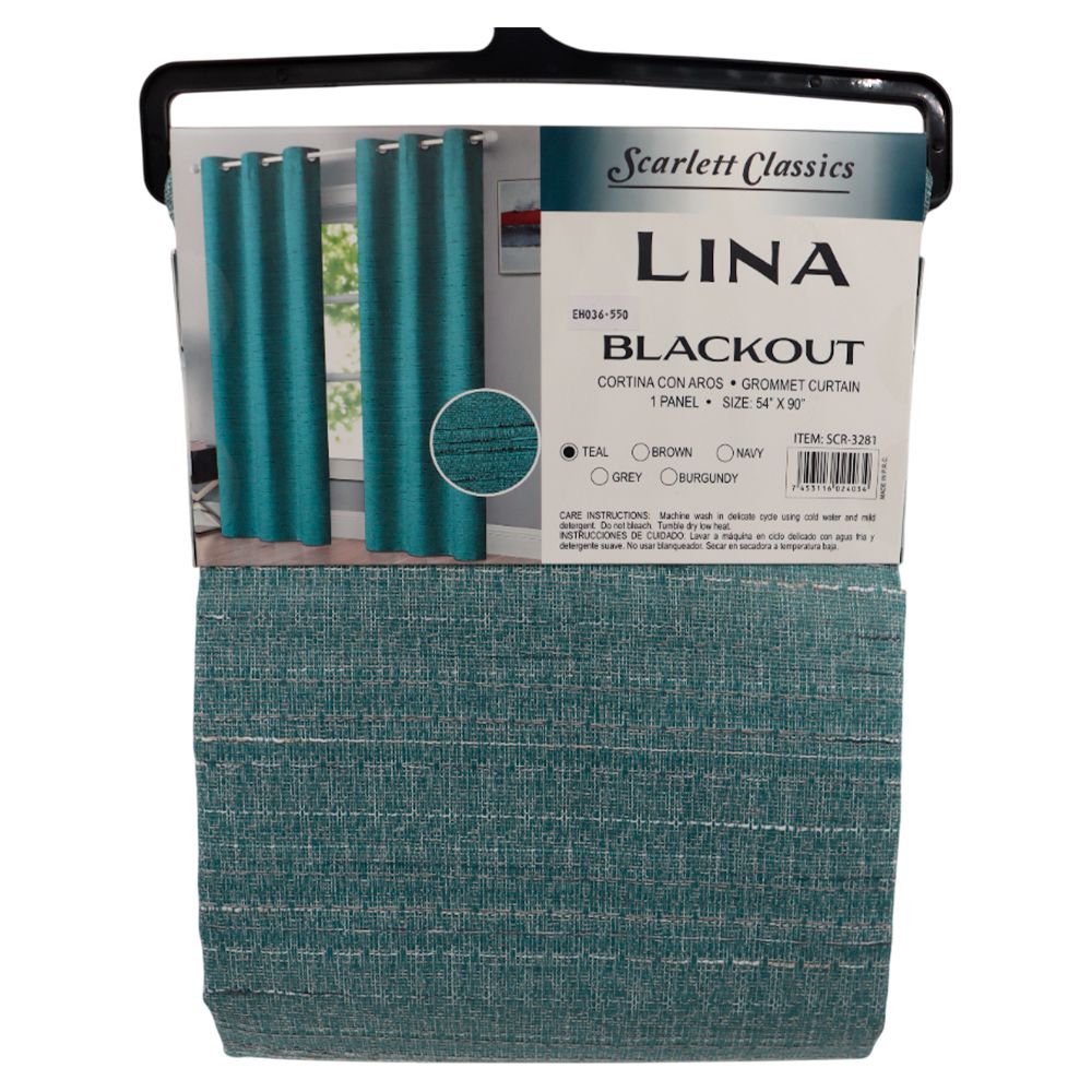 CORTINA PARA SALA BLACKOUT LINA 54 X 90  TEAL SCR-3281