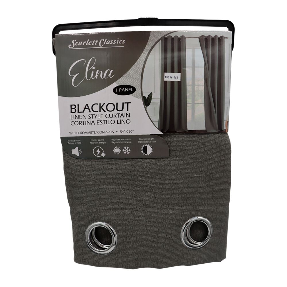 CORTINA PARA SALA BLACKOUT ELINA 54 X 90 GRIS OSCURO SCR-3823