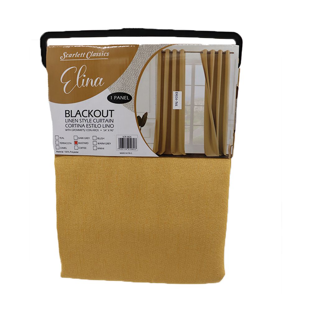 CORTINA PARA SALA BLACKOUT ELINA 54 X 90 MOSTAZA SCR-3826