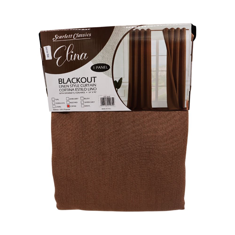 CORTINA PARA SALA BLACKOUT ELINA 54 X 90 COFFEE SCR-3829