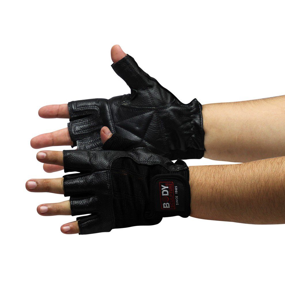 GUANTES PARA PESAS CUERO-SPANDEX SOL-BW85-BK-L/SOL-BW85-BL-H (PAR)