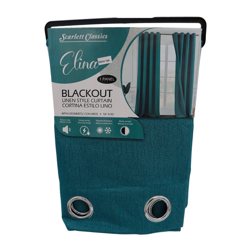 CORTINA PARA SALA BLACKOUT ELINA 54 X 90 TEAL SCR-3822