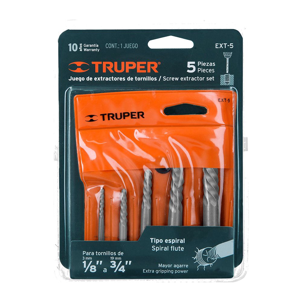JUEGO DE 5 EXTRACTORES DE TORNILLOS TRUPER 14512
