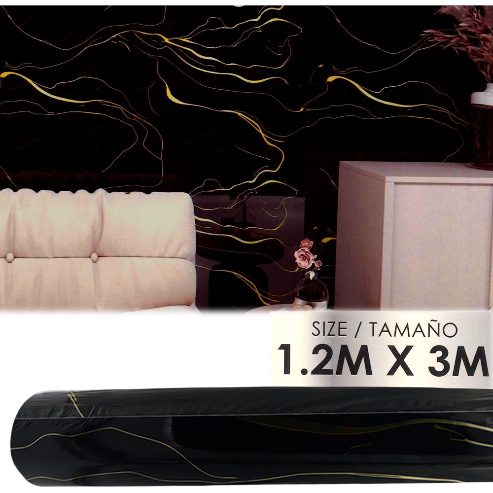 PANEL VINILICO C/ADHESIVO NEGRO B/AMARILLA 1.20X3M TLS-005