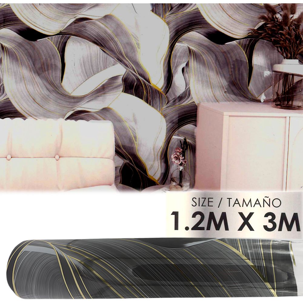 PANEL VINILICO C/ADHESIVO GRIS B/NEGRA 1.20X3M TLS-009