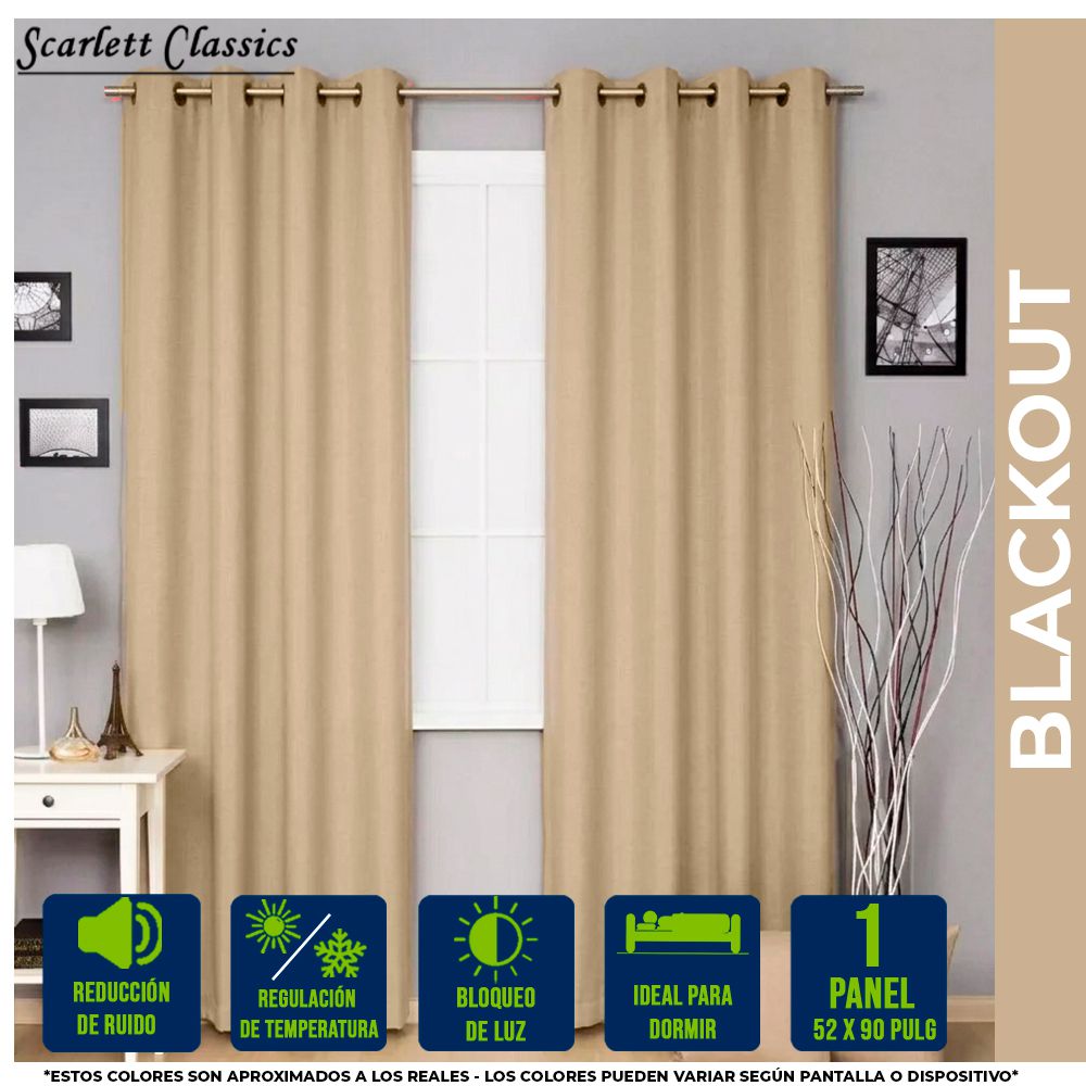CORTINA PARA SALA BLACKOUT AMANDA 55 X 90 BEIGE NV-882