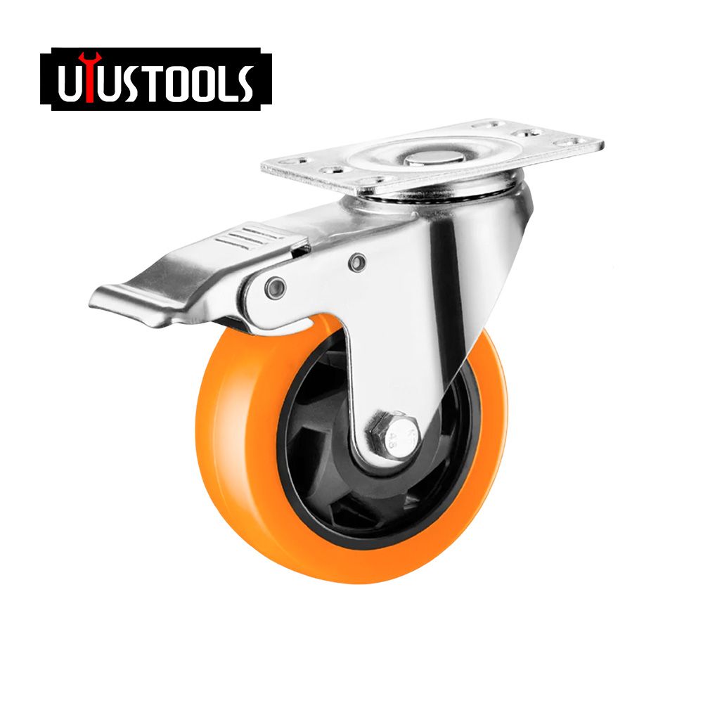 RUEDA NARANJA INDUST. GIRAT. CON FRENO 4 RUCN104