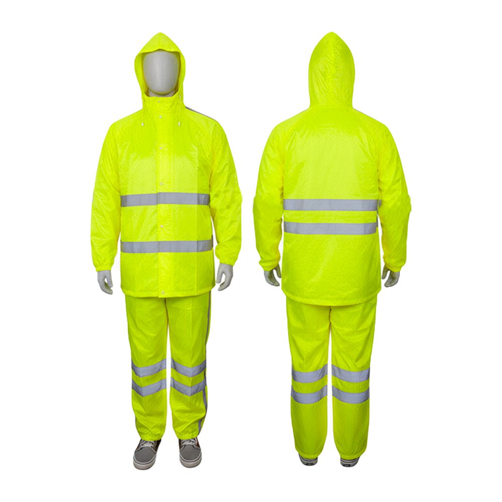 CAPA DE HULE 2 PZ. VERDE FLUORESCENTE CON BANDA REFLECT (4) A162-CY2015 XXXL