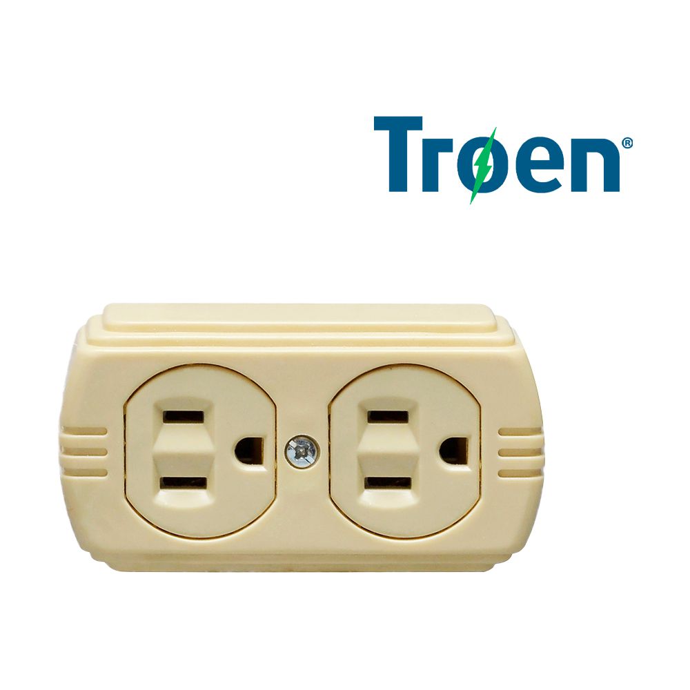 TOMA CTE HEMBRA DOBLE POLARIZADO TROEN SOBREPONER 125V 15A U05