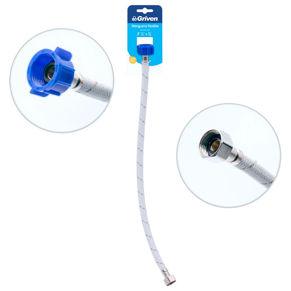 TUBO ABASTO FLEXIBLE GRIVEN P/INODORO 7/8 X 1/2 X 20 PULG A367-HSP20-7-8