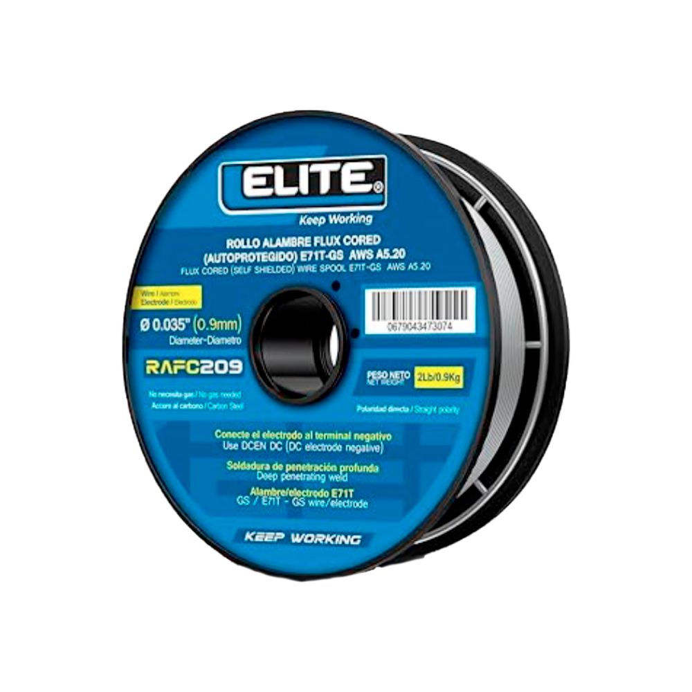 ROLLO DE ALAMBRE MIG ELITE AUTOPROTEGIDO 0.9MM 1KG RAFC209